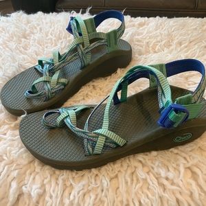 Blue and Green Striped/Swirled Chacos